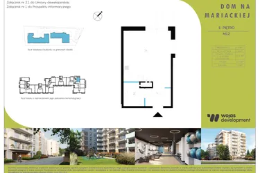 Rzut - Mieszkanie na sprzedaż 1 pokój o powierzchni 31,8 m² - numer M12 w Dom Na Mariackiej