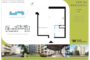 Rzut - Mieszkanie na sprzedaż 1 pokój o powierzchni 30,4 m² - numer M38 w Dom Na Mariackiej