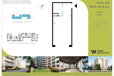 Rzut - Mieszkanie na sprzedaż 1 pokój o powierzchni 34,55 m² - numer M108 w Dom Na Mariackiej