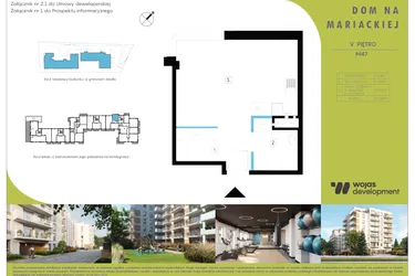 Rzut - Mieszkanie na sprzedaż 1 pokój o powierzchni 30,4 m² - numer M47 w Dom Na Mariackiej
