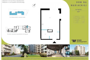 Rzut - Mieszkanie na sprzedaż 1 pokój o powierzchni 31,9 m² - numer M57 w Dom Na Mariackiej
