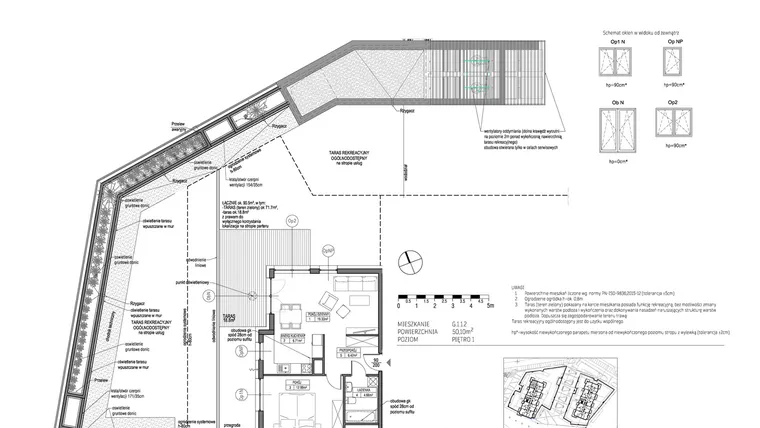 Rzut - Mieszkanie na sprzedaż 2 pokoje o powierzchni 50,1 m² - numer G.1.1.2 w City Park bud. G i H