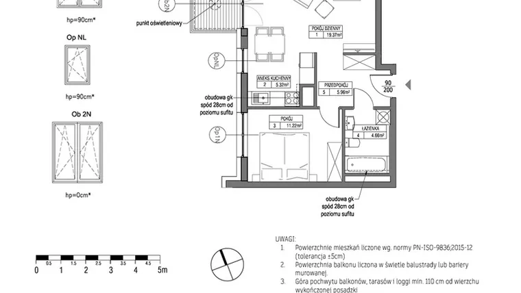 Rzut - Mieszkanie na sprzedaż 2 pokoje o powierzchni 46,54 m² - numer G.1.10.1 w City Park bud. G i H