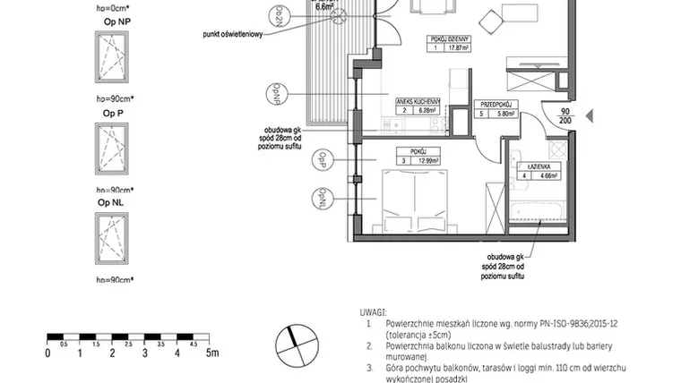 Rzut - Mieszkanie na sprzedaż 2 pokoje o powierzchni 47,59 m² - numer G.1.5.9 w City Park bud. G i H