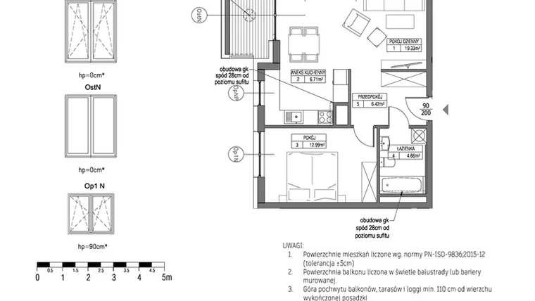 Rzut - Mieszkanie na sprzedaż 2 pokoje o powierzchni 50,15 m² - numer G.1.6.2 w City Park bud. G i H