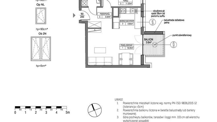 Rzut - Mieszkanie na sprzedaż 2 pokoje o powierzchni 44,62 m² - numer G.1.6.5 w City Park bud. G i H