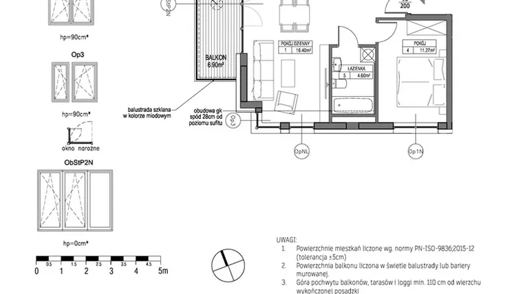 Rzut - Mieszkanie na sprzedaż 2 pokoje o powierzchni 44,31 m² - numer G.1.6.8 w City Park bud. G i H