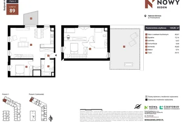 Rzut - Mieszkanie na sprzedaż 4 pokoje o powierzchni 104,86 m² - numer A89-I w Nowy Reden