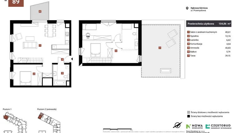Rzut - Mieszkanie na sprzedaż 4 pokoje o powierzchni 104,86 m² - numer A89-I w Nowy Reden
