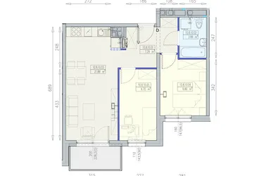 Rzut - Mieszkanie na sprzedaż 3 pokoje o powierzchni 52,67 m² - numer K2 10/8/10/3a w Południk 17 - budynek K2