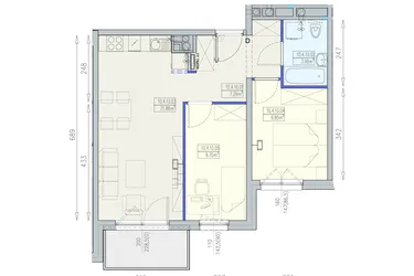 Rzut - Mieszkanie na sprzedaż 3 pokoje o powierzchni 52,67 m² - numer K2 10/4/10/3a w Południk 17 - budynek K2