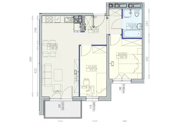 Rzut - Mieszkanie na sprzedaż 3 pokoje o powierzchni 52,67 m² - numer K2 10/3/10/3a w Południk 17 - budynek K2