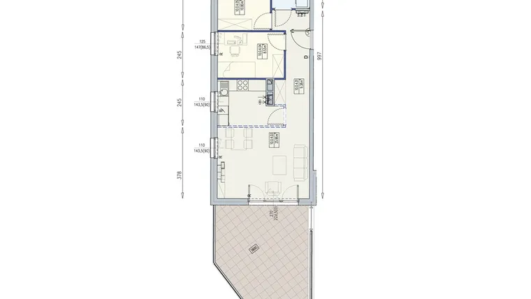 Rzut - Mieszkanie na sprzedaż 3 pokoje o powierzchni 59,39 m² - numer K2 10/0/4/3a w Południk 17 - budynek K2