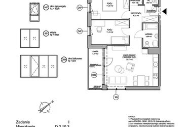 Rzut - Mieszkanie na sprzedaż 3 pokoje o powierzchni 66,65 m² - numer D.2.10.3 w Rumia Centralna