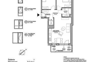 Rzut - Mieszkanie na sprzedaż 3 pokoje o powierzchni 62,46 m² - numer D.2.11.1 w Rumia Centralna