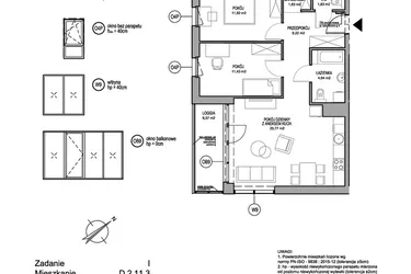 Rzut - Mieszkanie na sprzedaż 3 pokoje o powierzchni 66,65 m² - numer D.2.11.3 w Rumia Centralna