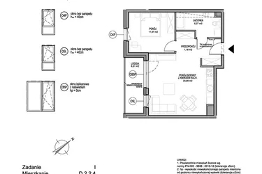 Rzut - Mieszkanie na sprzedaż 2 pokoje o powierzchni 49,3 m² - numer D.2.2.4 w Rumia Centralna