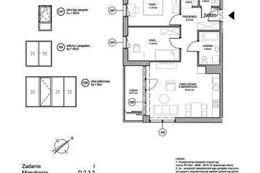 Rzut - Mieszkanie na sprzedaż 3 pokoje o powierzchni 66,65 m² - numer D.2.3.3 w Rumia Centralna
