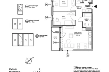 Rzut - Mieszkanie na sprzedaż 3 pokoje o powierzchni 66,65 m² - numer D.2.4.3 w Rumia Centralna