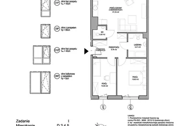 Rzut - Mieszkanie na sprzedaż 3 pokoje o powierzchni 69,11 m² - numer D.2.4.5 w Rumia Centralna