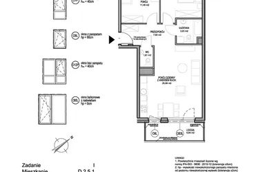 Rzut - Mieszkanie na sprzedaż 3 pokoje o powierzchni 63,28 m² - numer D.2.5.1 w Rumia Centralna