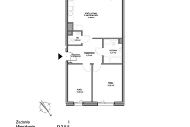 Rzut - Mieszkanie na sprzedaż 3 pokoje o powierzchni 69,11 m² - numer D.2.5.5 w Rumia Centralna