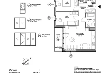 Rzut - Mieszkanie na sprzedaż 3 pokoje o powierzchni 66,65 m² - numer D.2.6.3 w Rumia Centralna