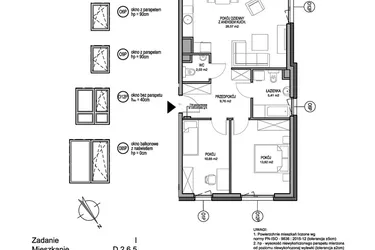 Rzut - Mieszkanie na sprzedaż 3 pokoje o powierzchni 68,23 m² - numer D.2.6.5 w Rumia Centralna