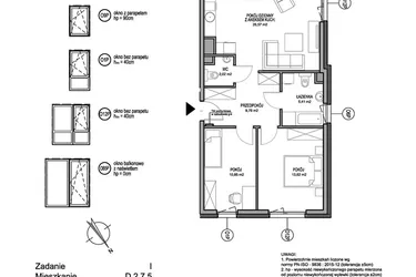 Rzut - Mieszkanie na sprzedaż 3 pokoje o powierzchni 68,23 m² - numer D.2.7.5 w Rumia Centralna