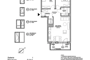 Rzut - Mieszkanie na sprzedaż 3 pokoje o powierzchni 63,27 m² - numer D.2.8.1 w Rumia Centralna