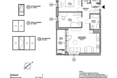 Rzut - Mieszkanie na sprzedaż 3 pokoje o powierzchni 66,65 m² - numer D.2.8.3 w Rumia Centralna