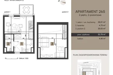 Rzut - Mieszkanie na sprzedaż 2 pokoje o powierzchni 53,79 m² - numer 265 w Nickel Resort & wellnest