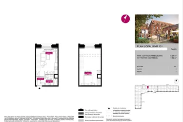 Rzut - Mieszkanie na sprzedaż 1 pokój o powierzchni 40,82 m² - numer G2.131 w Fuzja Lofty