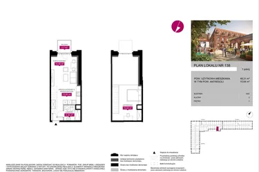 Rzut - Mieszkanie na sprzedaż 1 pokój o powierzchni 49,2 m² - numer G2.138 w Fuzja Lofty
