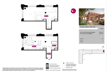 Rzut - Mieszkanie na sprzedaż 1 pokój o powierzchni 76,74 m² - numer G2.168 w Fuzja Lofty