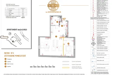Rzut - Mieszkanie na sprzedaż 4 pokoje o powierzchni 49,54 m² - numer B1.B2.P2.M20 w Faktoria Młyn