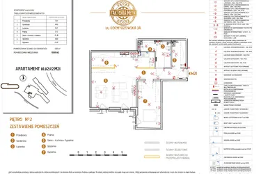 Rzut - Mieszkanie na sprzedaż 2 pokoje o powierzchni 69,16 m² - numer B1.B2.P2.M21 w Faktoria Młyn