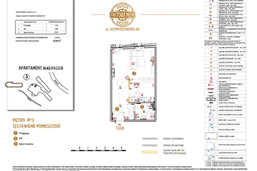 Rzut - Lokal użytkowy na sprzedaż 1 pokój o powierzchni 42,98 m² - numer B1.B2.P3.LU.8 w Faktoria Młyn