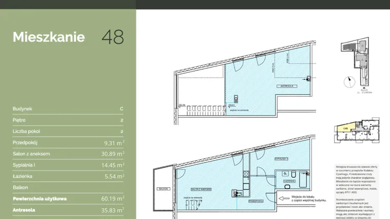 Rzut - Mieszkanie na sprzedaż 2 pokoje o powierzchni 96,02 m² - numer C48 w Stawowa Residence - etap V