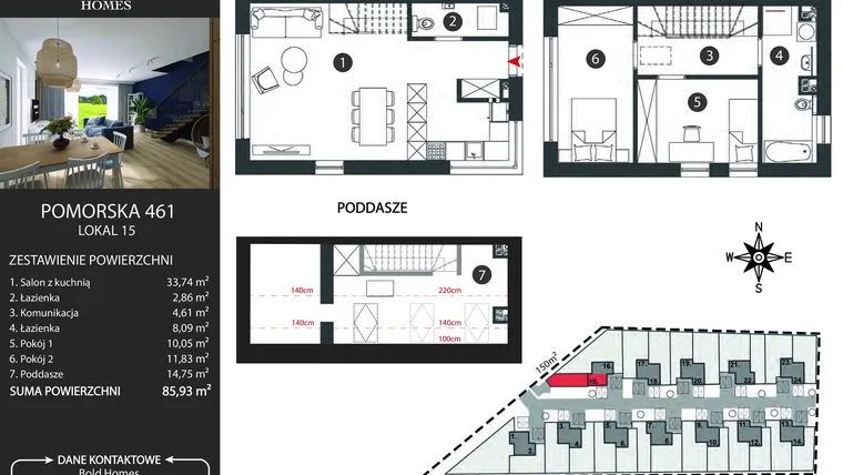 Rzut - Dom na sprzedaż 6 pokoi o powierzchni 83,05 m² - numer 15 w Osiedle Pomorska 461