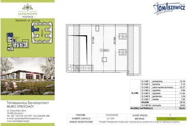 Rzut - Mieszkanie na sprzedaż 4 pokoje o powierzchni 102,1 m² - numer G3M8 w Jaśminowe Wzgórze - etap II