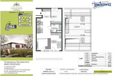Rzut - Mieszkanie na sprzedaż 3 pokoje o powierzchni 82,82 m² - numer I3M1 w Jaśminowe Wzgórze - etap II