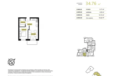 Rzut - Mieszkanie na sprzedaż 4 pokoje o powierzchni 74,39 m² - numer 2M10 w Stary Browar bud. 2