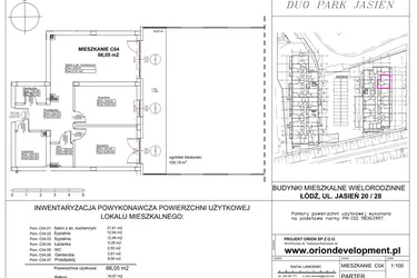 Rzut - Mieszkanie na sprzedaż 3 pokoje o powierzchni 66,05 m² - numer C04 w Duo Park