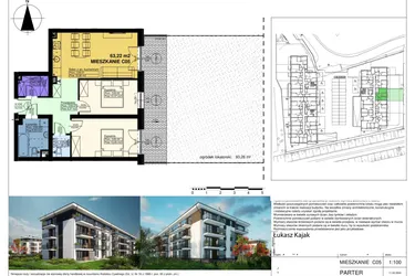 Rzut - Mieszkanie na sprzedaż 3 pokoje o powierzchni 63,22 m² - numer C05 w Duo Park