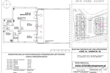 Rzut - Mieszkanie na sprzedaż 3 pokoje o powierzchni 63,62 m² - numer C05 w Duo Park