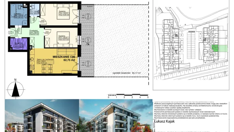 Rzut - Mieszkanie na sprzedaż 3 pokoje o powierzchni 62,75 m² - numer C06 w Duo Park
