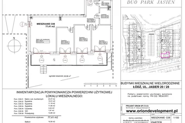 Rzut - Mieszkanie na sprzedaż 4 pokoje o powierzchni 77,41 m² - numer C08 w Duo Park