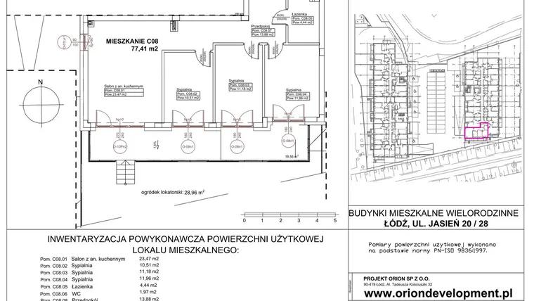 Rzut - Mieszkanie na sprzedaż 4 pokoje o powierzchni 77,41 m² - numer C08 w Duo Park