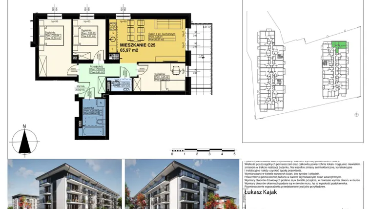 Rzut - Mieszkanie na sprzedaż 4 pokoje o powierzchni 66,61 m² - numer C25 w Duo Park